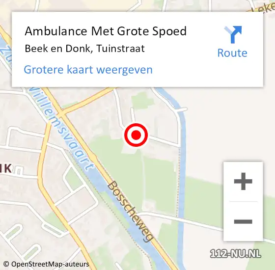 Locatie op kaart van de 112 melding: Ambulance Met Grote Spoed Naar Beek en Donk, Tuinstraat op 5 juni 2020 21:32