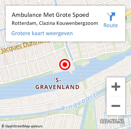 Locatie op kaart van de 112 melding: Ambulance Met Grote Spoed Naar Rotterdam, Clazina Kouwenbergzoom op 5 juni 2020 22:20