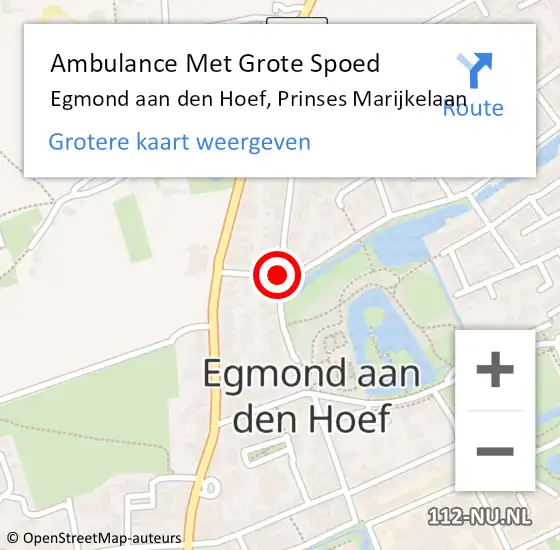 Locatie op kaart van de 112 melding: Ambulance Met Grote Spoed Naar Egmond aan den Hoef, Prinses Marijkelaan op 5 juni 2020 22:59