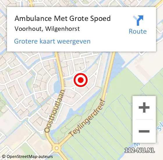 Locatie op kaart van de 112 melding: Ambulance Met Grote Spoed Naar Voorhout, Wilgenhorst op 6 juni 2020 00:10