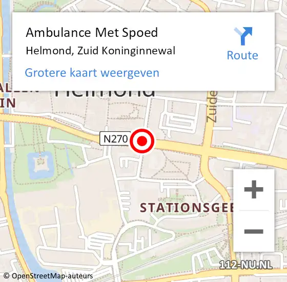 Locatie op kaart van de 112 melding: Ambulance Met Spoed Naar Helmond, Zuid Koninginnewal op 6 juni 2020 05:07