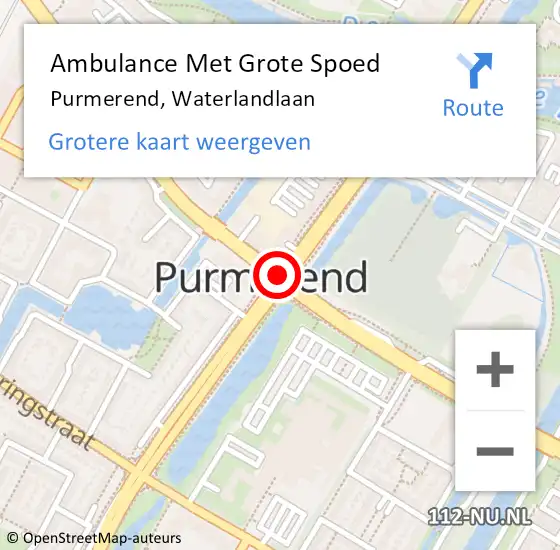 Locatie op kaart van de 112 melding: Ambulance Met Grote Spoed Naar Purmerend, Waterlandlaan op 6 juni 2020 12:28