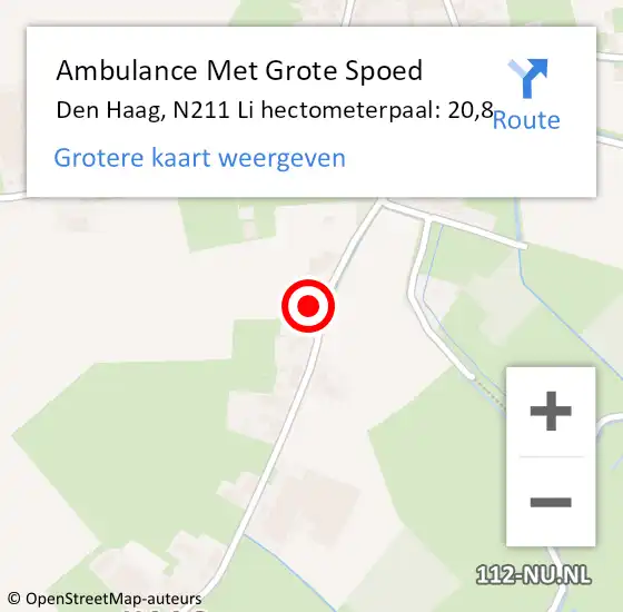 Locatie op kaart van de 112 melding: Ambulance Met Grote Spoed Naar Den Haag, N211 Li hectometerpaal: 20,8 op 6 juni 2020 13:39