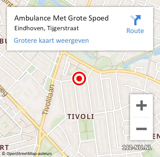 Locatie op kaart van de 112 melding: Ambulance Met Grote Spoed Naar Eindhoven, Tijgerstraat op 6 juni 2020 13:53