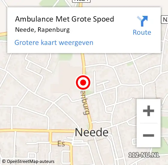 Locatie op kaart van de 112 melding: Ambulance Met Grote Spoed Naar Neede, Rapenburg op 6 juni 2020 17:07