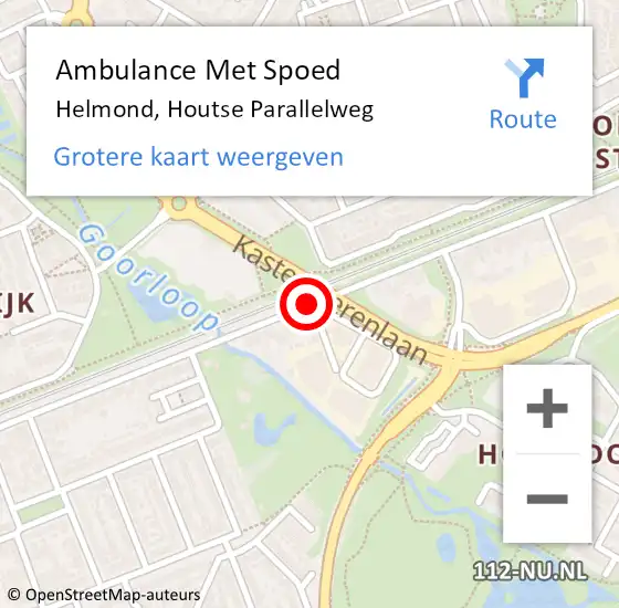 Locatie op kaart van de 112 melding: Ambulance Met Spoed Naar Helmond, Houtse Parallelweg op 6 juni 2020 20:57