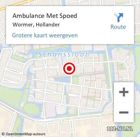 Locatie op kaart van de 112 melding: Ambulance Met Spoed Naar Wormer, Hollander op 6 juni 2020 22:05