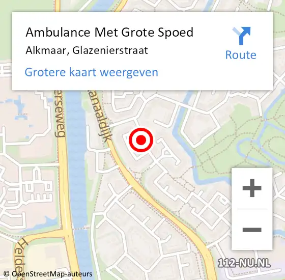 Locatie op kaart van de 112 melding: Ambulance Met Grote Spoed Naar Alkmaar, Glazenierstraat op 7 juni 2020 03:44
