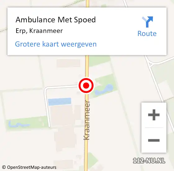 Locatie op kaart van de 112 melding: Ambulance Met Spoed Naar Erp, Kraanmeer op 7 juni 2020 06:07