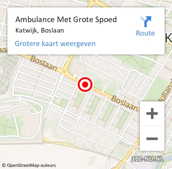 Locatie op kaart van de 112 melding: Ambulance Met Grote Spoed Naar Katwijk, Boslaan op 7 juni 2020 10:25