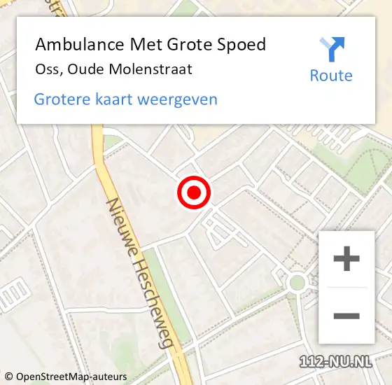 Locatie op kaart van de 112 melding: Ambulance Met Grote Spoed Naar Oss, Oude Molenstraat op 7 juni 2020 17:34