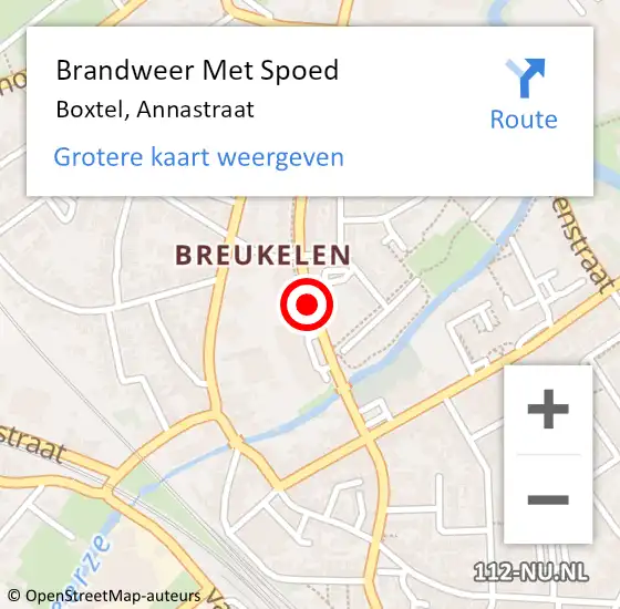 Locatie op kaart van de 112 melding: Brandweer Met Spoed Naar Boxtel, Annastraat op 7 juni 2020 20:18