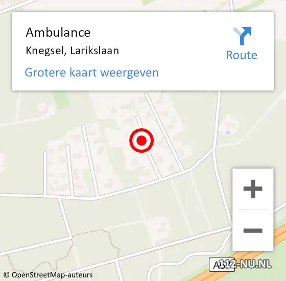 Locatie op kaart van de 112 melding: Ambulance Knegsel, Larikslaan op 7 juni 2020 21:24