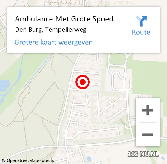 Locatie op kaart van de 112 melding: Ambulance Met Grote Spoed Naar Den Burg, Tempelierweg op 8 juni 2020 01:37