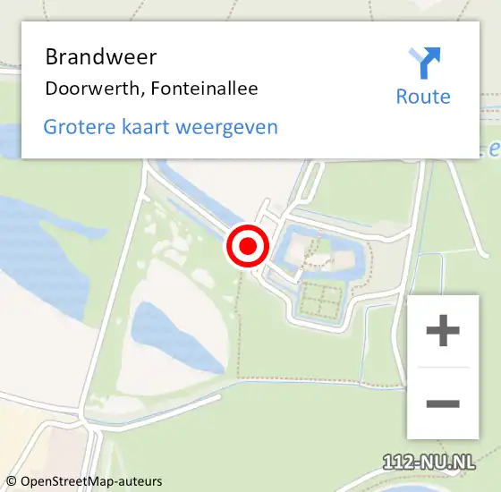 Locatie op kaart van de 112 melding: Brandweer Doorwerth, Fonteinallee op 8 juni 2020 08:26