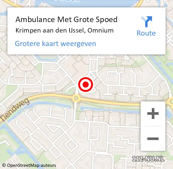 Locatie op kaart van de 112 melding: Ambulance Met Grote Spoed Naar Krimpen aan den IJssel, Omnium op 8 juni 2020 12:25