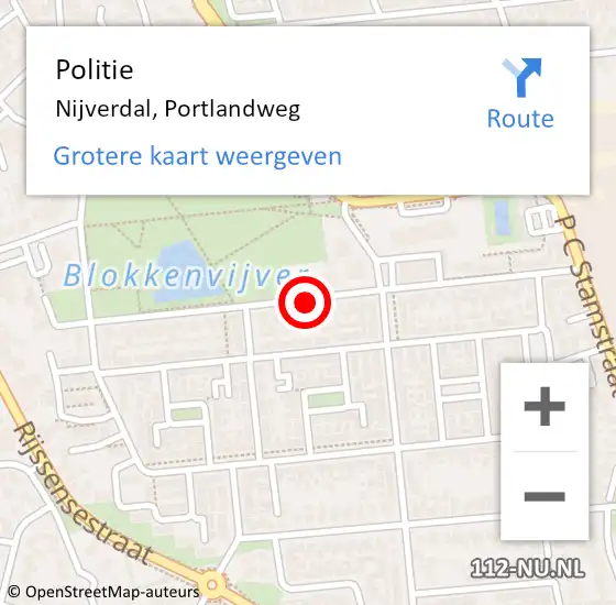 Locatie op kaart van de 112 melding: Politie Nijverdal, Portlandweg op 8 juni 2020 12:26