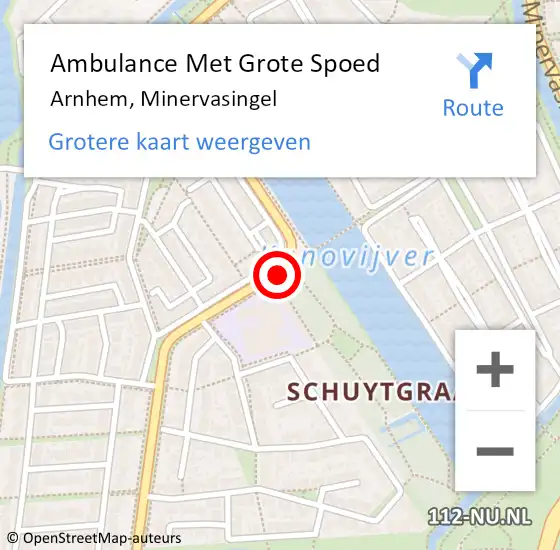 Locatie op kaart van de 112 melding: Ambulance Met Grote Spoed Naar Arnhem, Minervasingel op 8 juni 2020 20:50