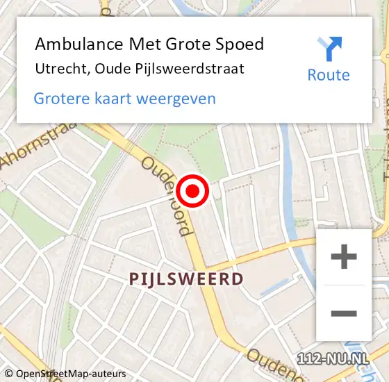 Locatie op kaart van de 112 melding: Ambulance Met Grote Spoed Naar Utrecht, Oude Pijlsweerdstraat op 8 juni 2020 23:24