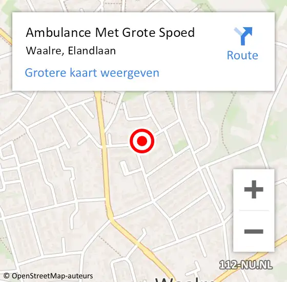 Locatie op kaart van de 112 melding: Ambulance Met Grote Spoed Naar Waalre, Elandlaan op 9 juni 2020 00:03