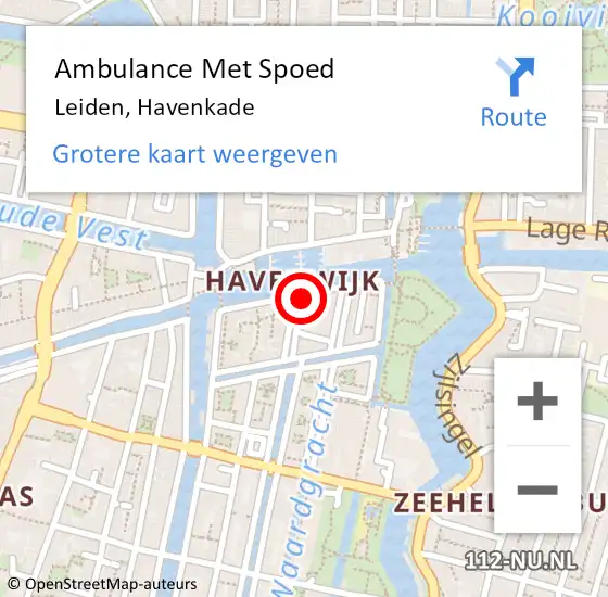 Locatie op kaart van de 112 melding: Ambulance Met Spoed Naar Leiden, Havenkade op 9 juni 2020 02:23