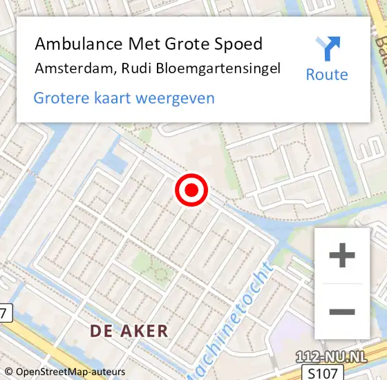 Locatie op kaart van de 112 melding: Ambulance Met Grote Spoed Naar Amsterdam, Rudi Bloemgartensingel op 9 juni 2020 09:29