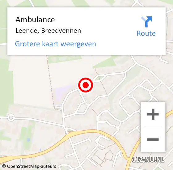 Locatie op kaart van de 112 melding: Ambulance Leende, Breedvennen op 9 juni 2020 12:44
