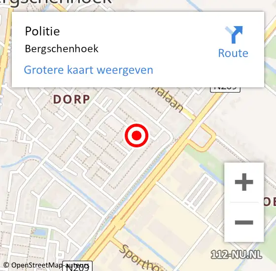 Locatie op kaart van de 112 melding: Politie Bergschenhoek op 9 juni 2020 13:28