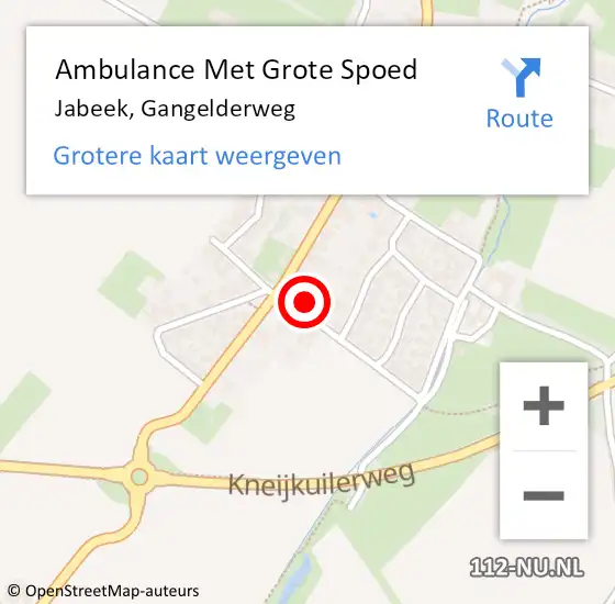Locatie op kaart van de 112 melding: Ambulance Met Grote Spoed Naar Jabeek, Gangelderweg op 9 mei 2014 07:01