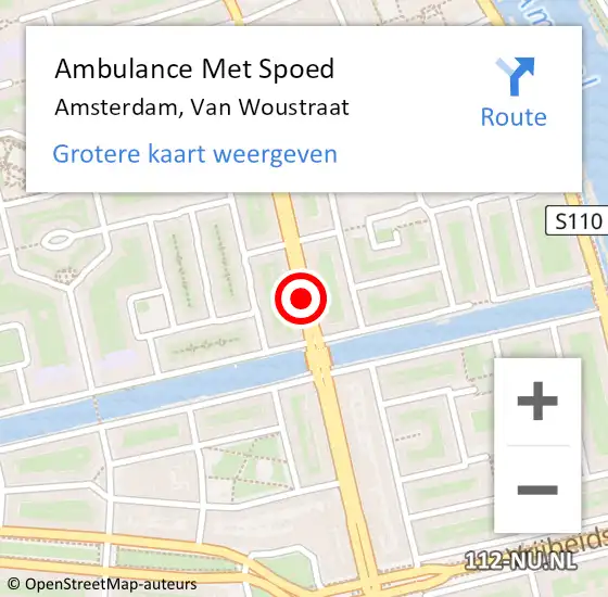 Locatie op kaart van de 112 melding: Ambulance Met Spoed Naar Amsterdam, Van Woustraat op 9 juni 2020 17:59