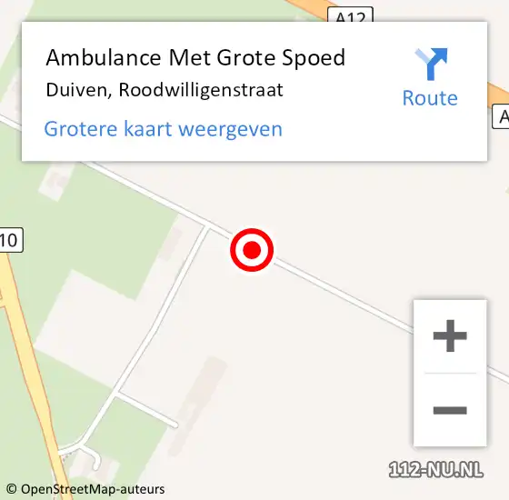Locatie op kaart van de 112 melding: Ambulance Met Grote Spoed Naar Duiven, Roodwilligenstraat op 9 juni 2020 23:12