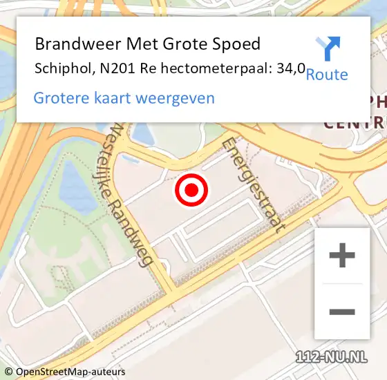 Locatie op kaart van de 112 melding: Brandweer Met Grote Spoed Naar Schiphol, N201 Re hectometerpaal: 34,0 op 10 juni 2020 08:03