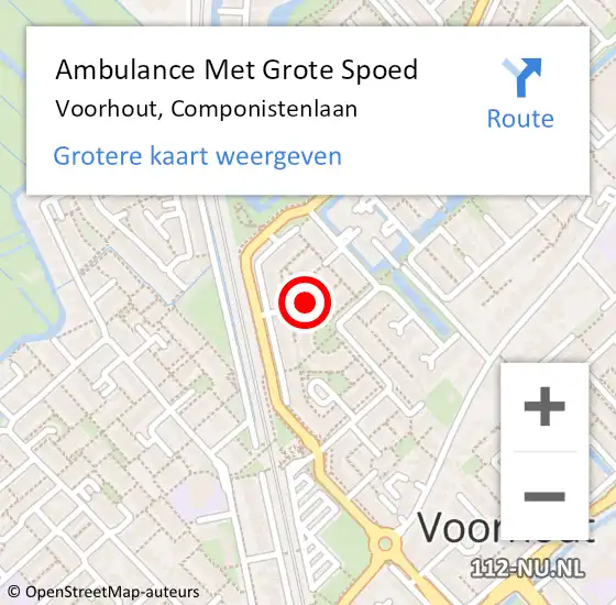 Locatie op kaart van de 112 melding: Ambulance Met Grote Spoed Naar Voorhout, Componistenlaan op 10 juni 2020 10:57