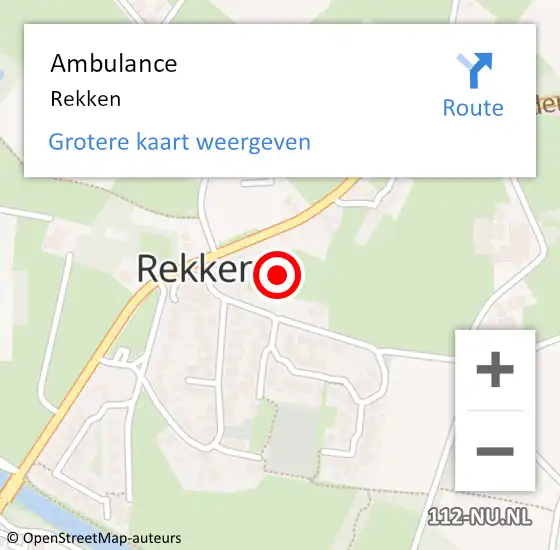 Locatie op kaart van de 112 melding: Ambulance Rekken op 10 juni 2020 14:12