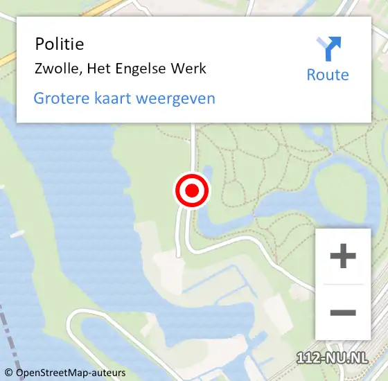 Locatie op kaart van de 112 melding: Politie Zwolle, Het Engelse Werk op 10 juni 2020 14:33