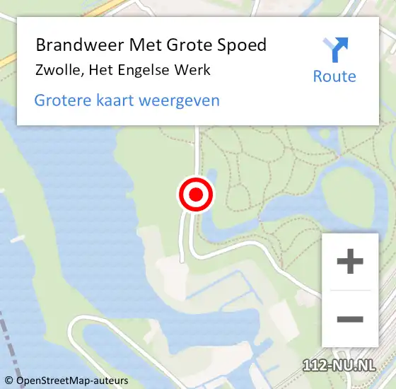 Locatie op kaart van de 112 melding: Brandweer Met Grote Spoed Naar Zwolle, Het Engelse Werk op 10 juni 2020 14:33