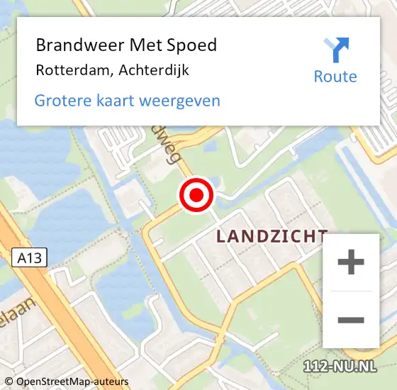 Locatie op kaart van de 112 melding: Brandweer Met Spoed Naar Rotterdam, Achterdijk op 10 juni 2020 17:43
