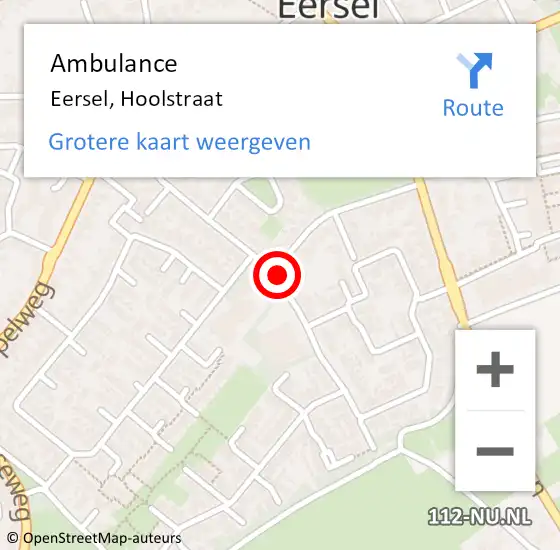 Locatie op kaart van de 112 melding: Ambulance Eersel, Hoolstraat op 10 juni 2020 18:31