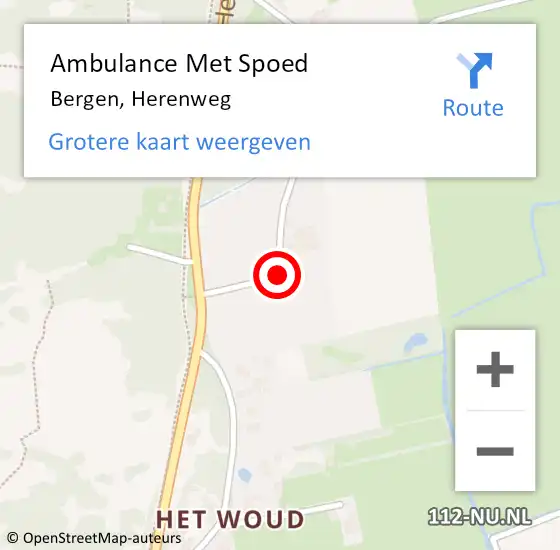 Locatie op kaart van de 112 melding: Ambulance Met Spoed Naar Bergen, Herenweg op 10 juni 2020 21:00