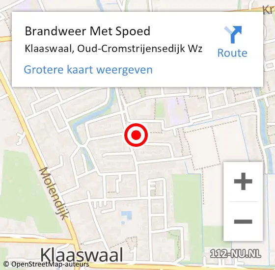 Locatie op kaart van de 112 melding: Brandweer Met Spoed Naar Klaaswaal, Oud-Cromstrijensedijk Wz op 10 juni 2020 21:37