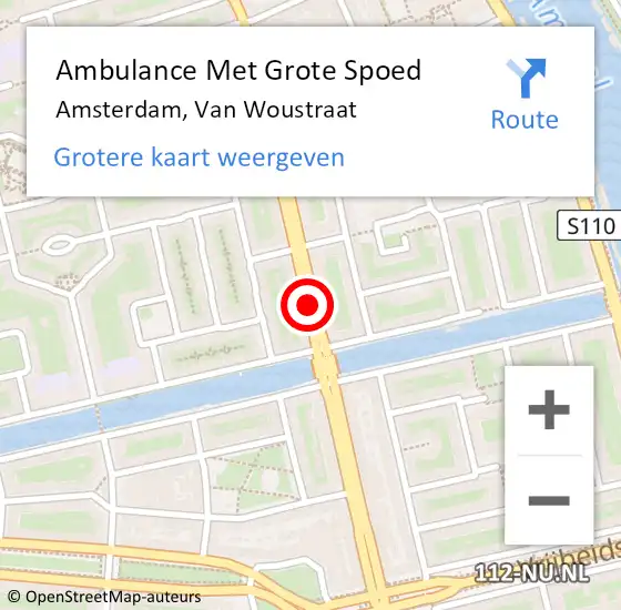 Locatie op kaart van de 112 melding: Ambulance Met Grote Spoed Naar Amsterdam, Van Woustraat op 10 juni 2020 23:01