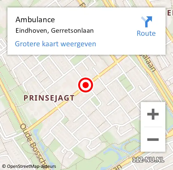 Locatie op kaart van de 112 melding: Ambulance Eindhoven, Gerretsonlaan op 11 juni 2020 10:53