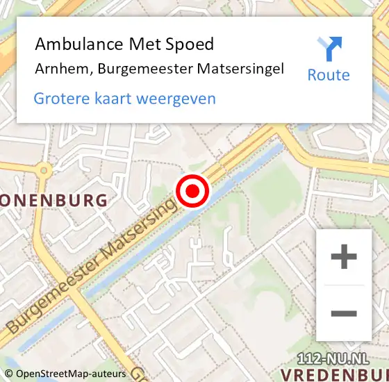 Locatie op kaart van de 112 melding: Ambulance Met Spoed Naar Arnhem, Burgemeester Matsersingel op 11 juni 2020 11:00