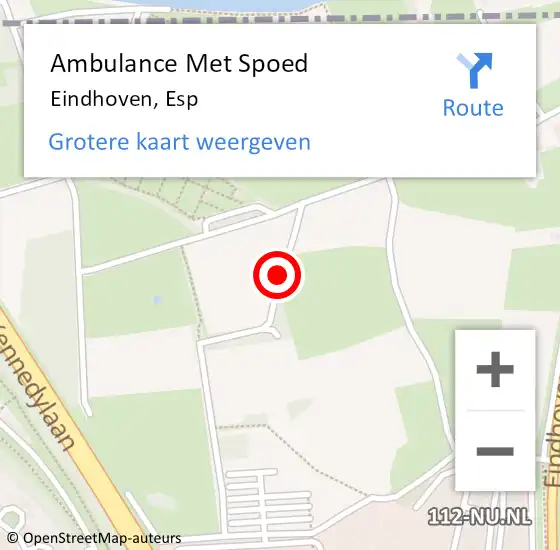 Locatie op kaart van de 112 melding: Ambulance Met Spoed Naar Eindhoven, Esp op 11 juni 2020 11:51