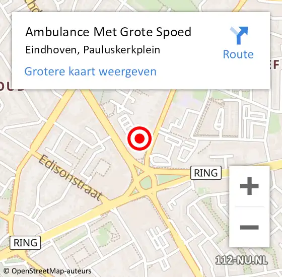 Locatie op kaart van de 112 melding: Ambulance Met Grote Spoed Naar Eindhoven, Pauluskerkplein op 11 juni 2020 12:09
