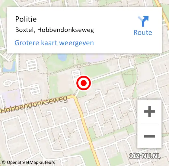 Locatie op kaart van de 112 melding: Politie Boxtel, Hobbendonkseweg op 11 juni 2020 15:11
