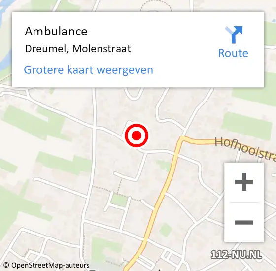 Locatie op kaart van de 112 melding: Ambulance Dreumel, Molenstraat op 11 juni 2020 18:41