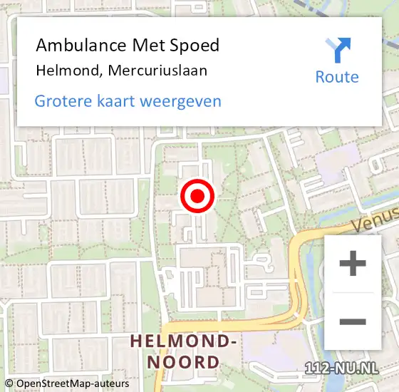 Locatie op kaart van de 112 melding: Ambulance Met Spoed Naar Helmond, Mercuriuslaan op 11 juni 2020 21:27