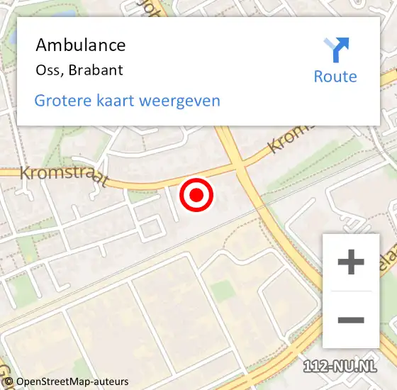 Locatie op kaart van de 112 melding: Ambulance Oss, Brabant op 12 juni 2020 08:55