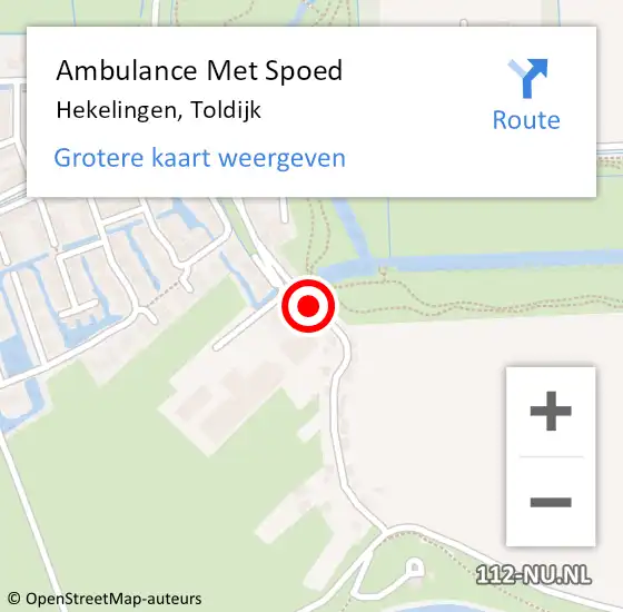 Locatie op kaart van de 112 melding: Ambulance Met Spoed Naar Hekelingen, Toldijk op 12 juni 2020 09:44